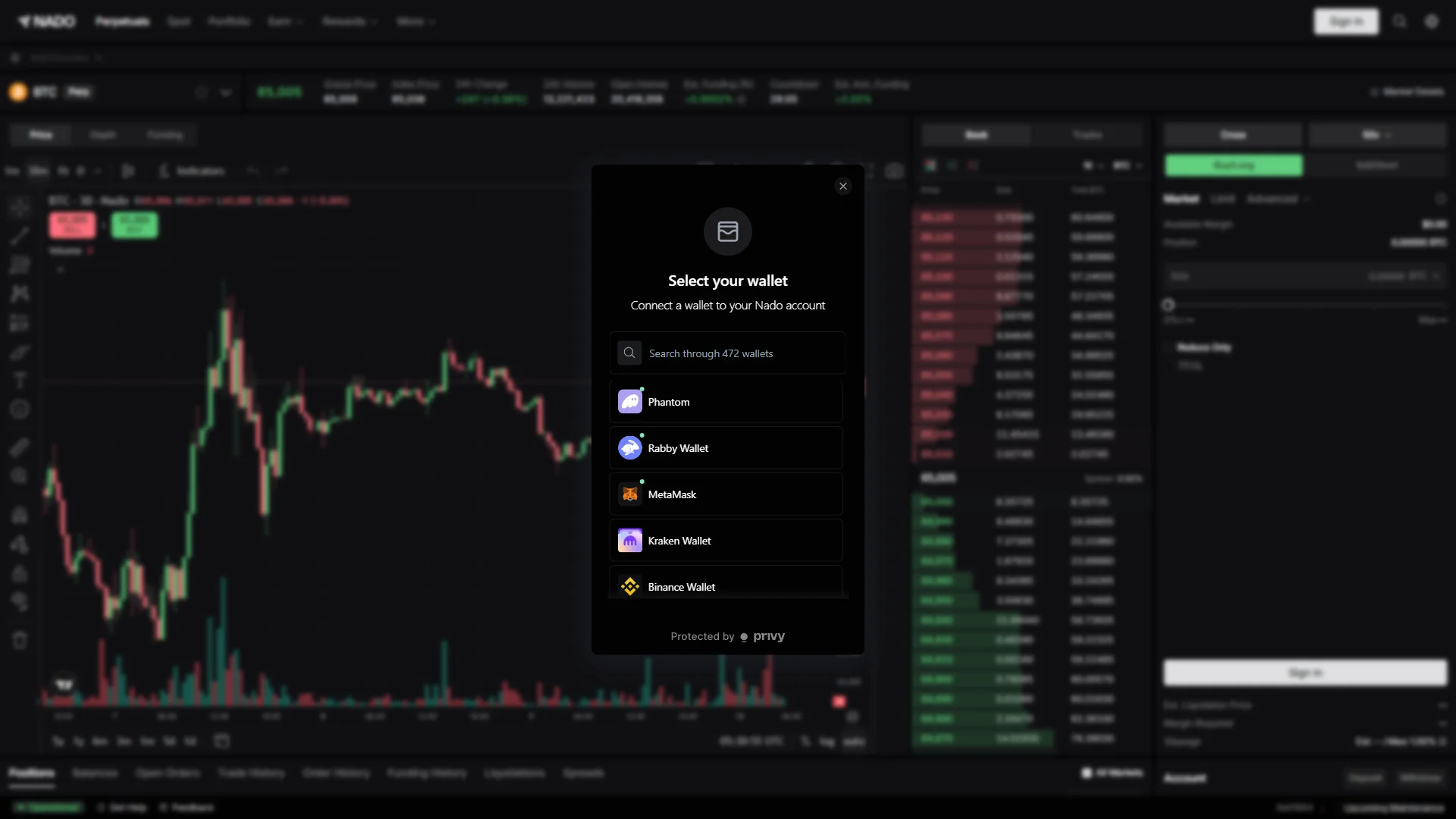 Wallet selection modal