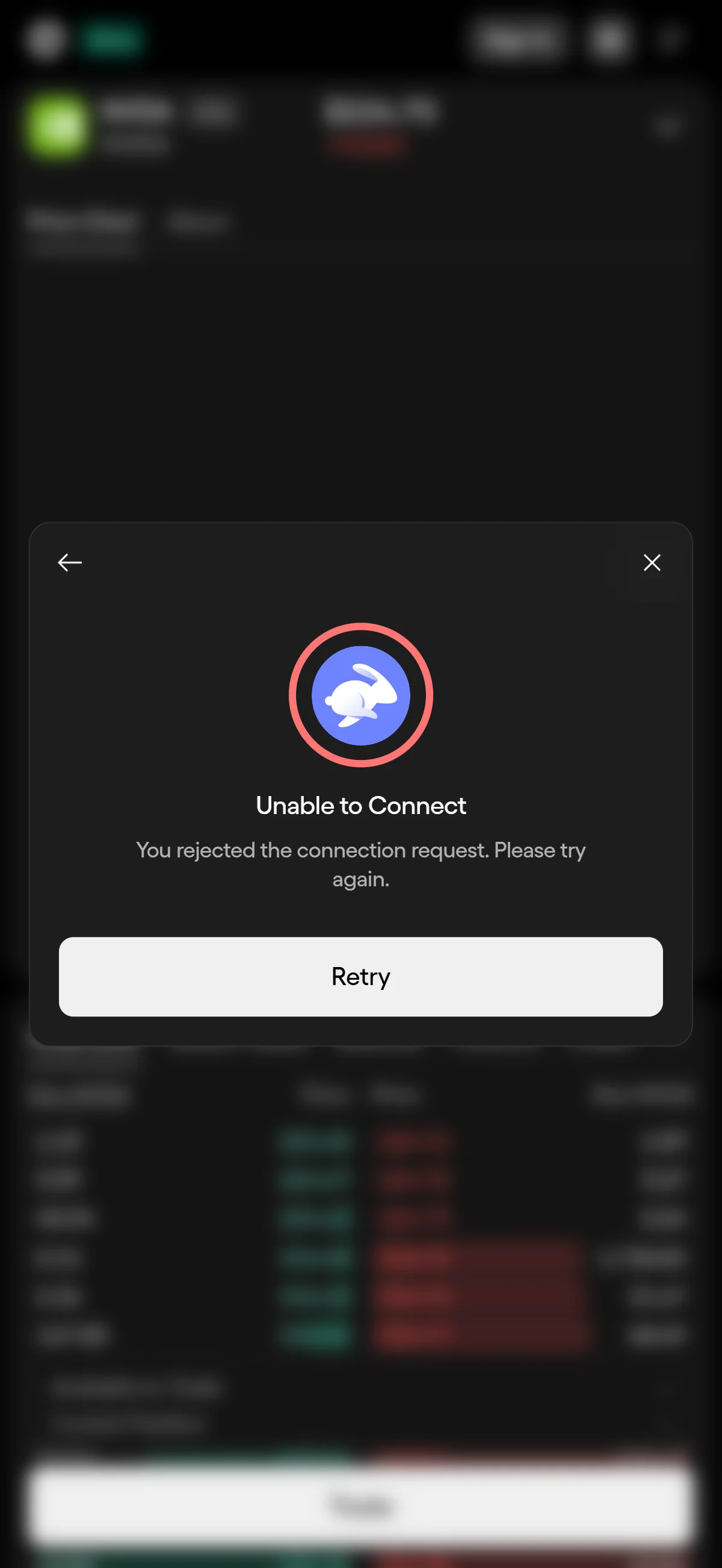 Connection error on mobile