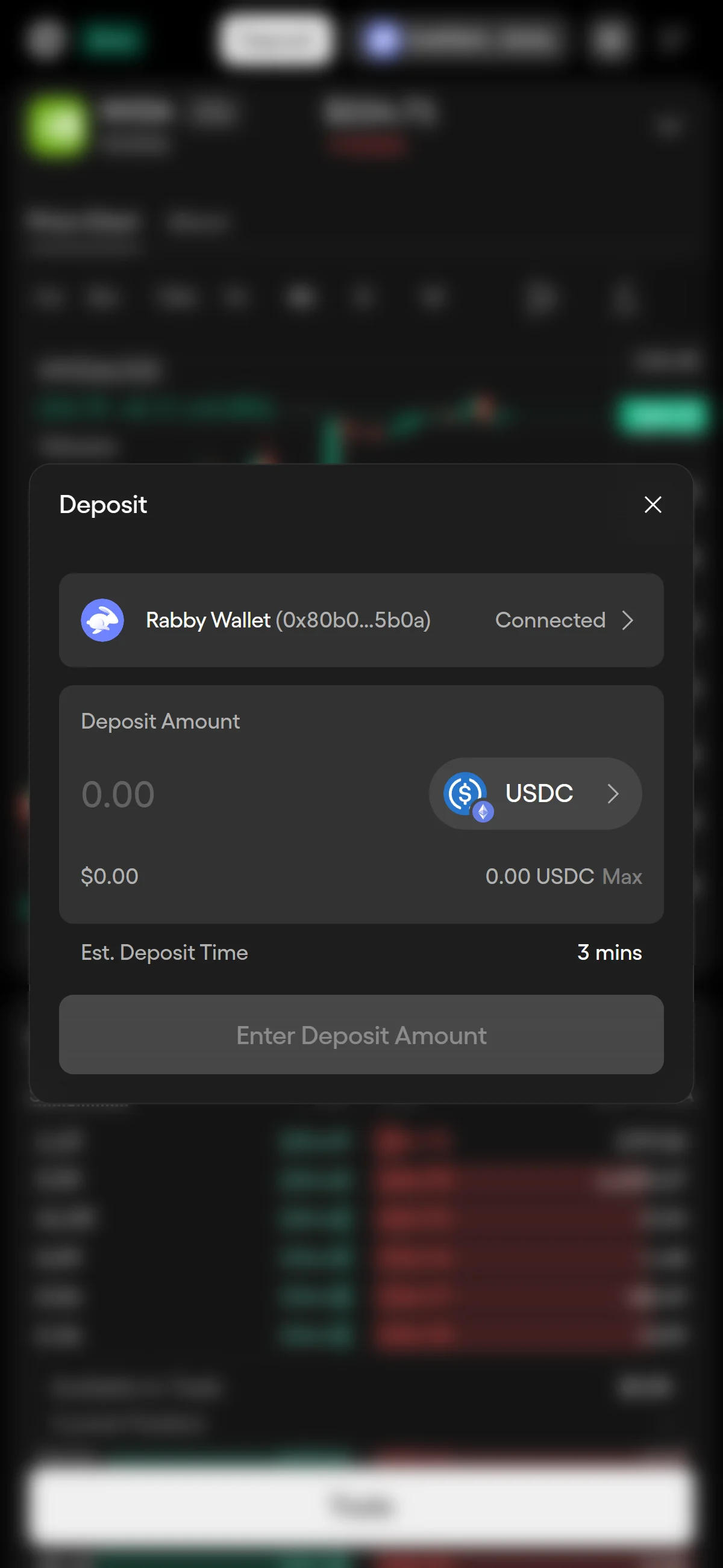 Entering the deposit amount
