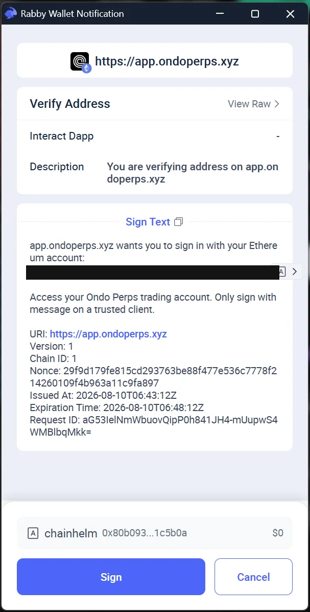 Signature text in the wallet