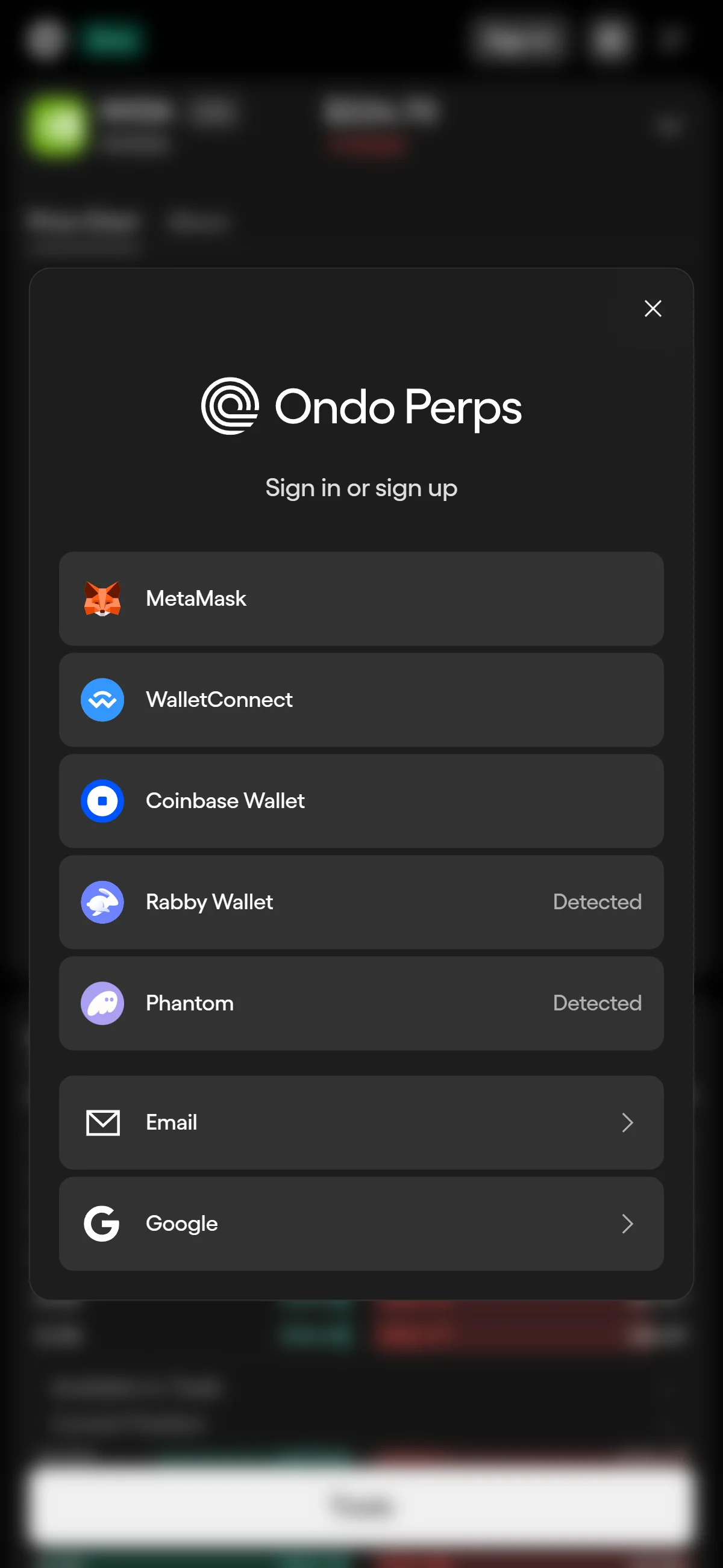 Wallet options on mobile