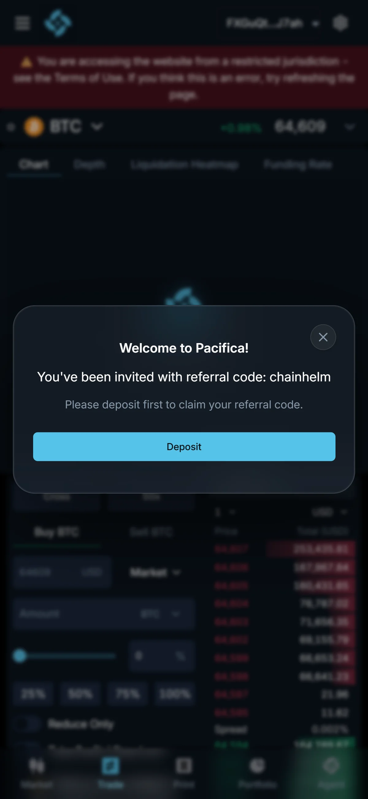 Deposit prompt to claim