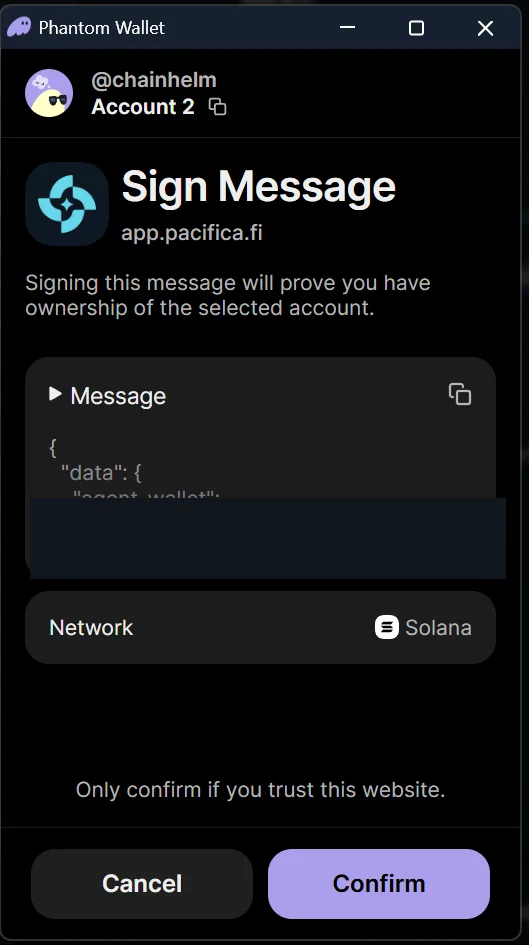 Sign Message request
