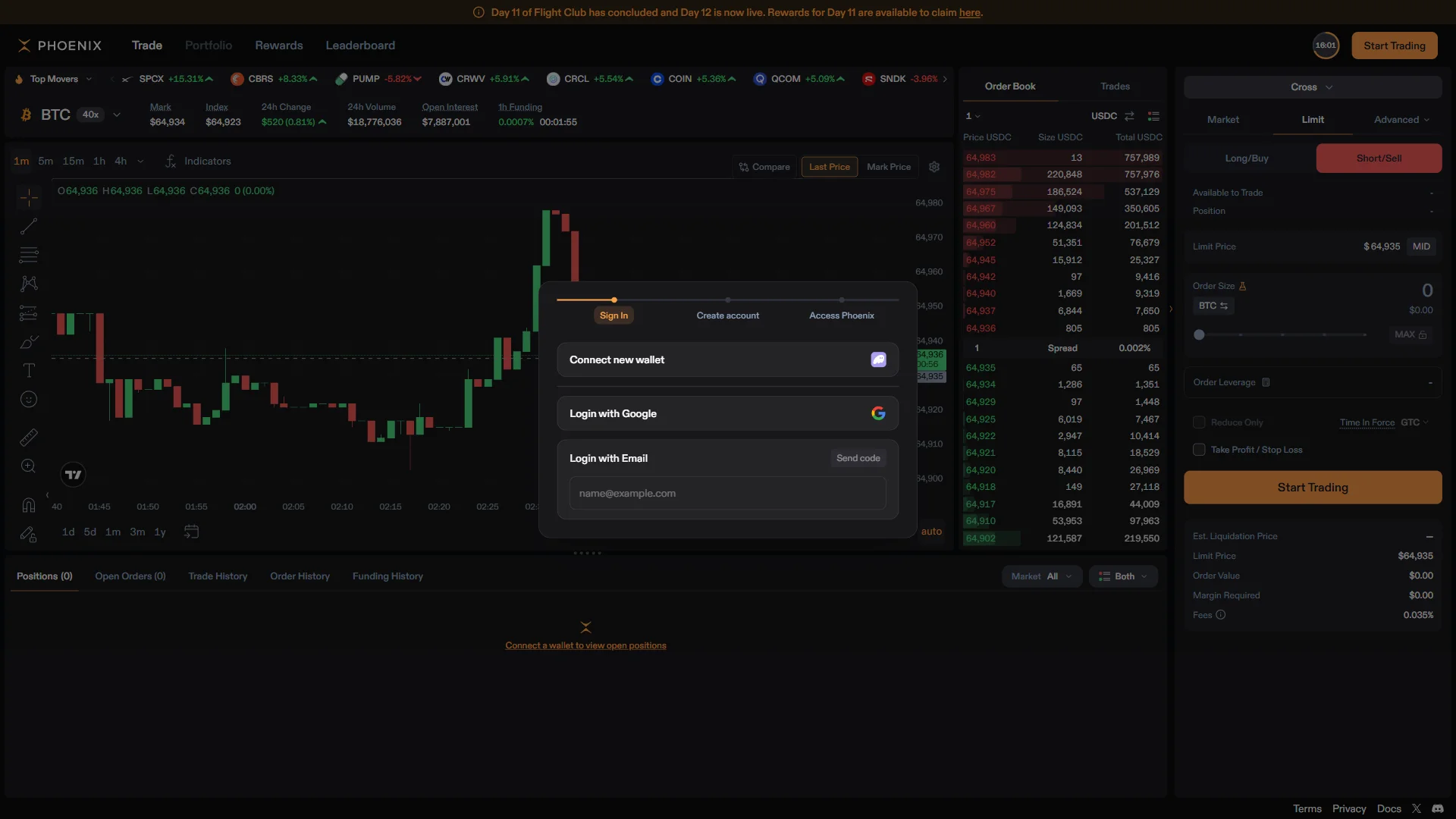 The Phoenix sign-in modal