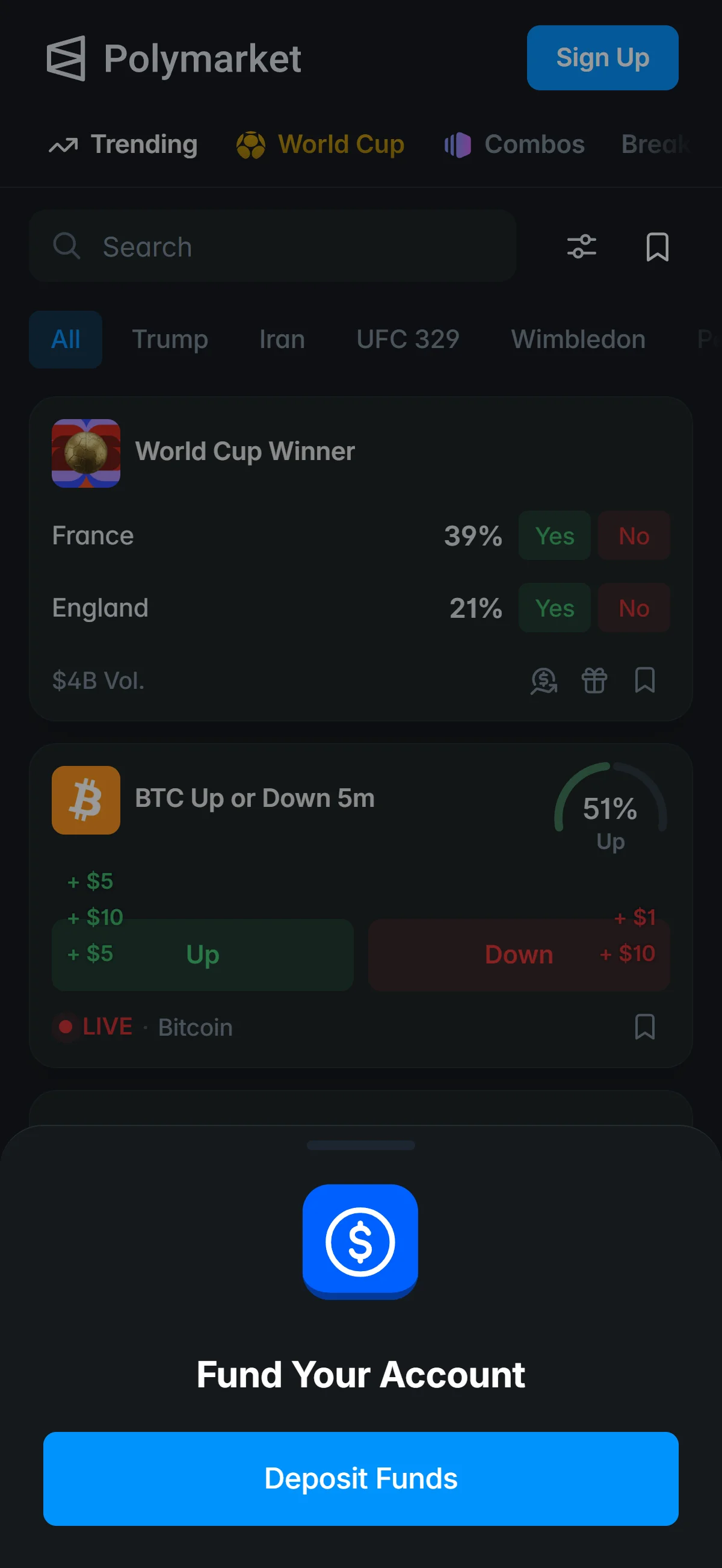 Account created, fund prompt