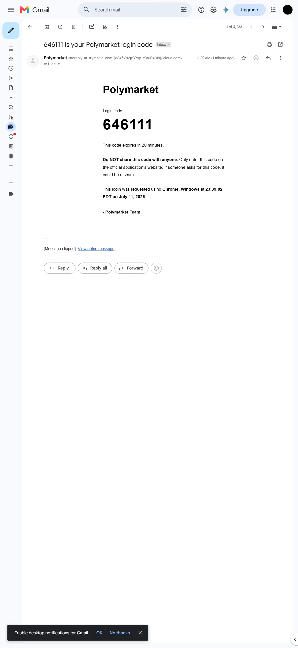 Login-code email