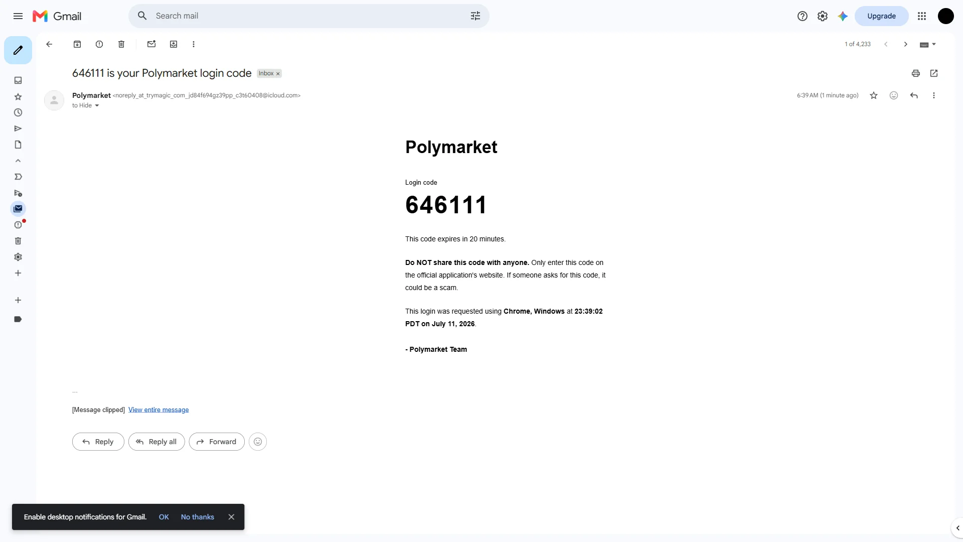 Login-code email