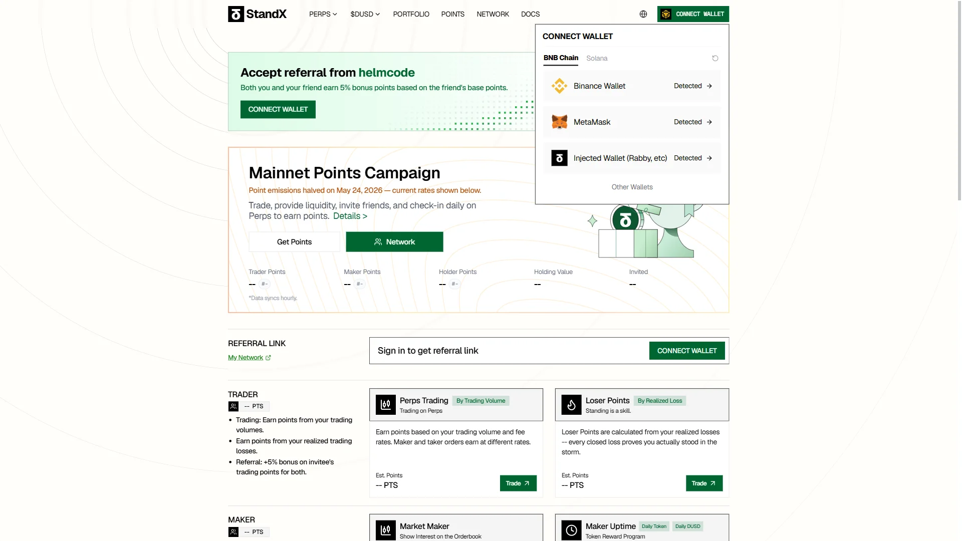 The "CONNECT WALLET" modal lists three detected wallets under the "BNB Chain" tab.