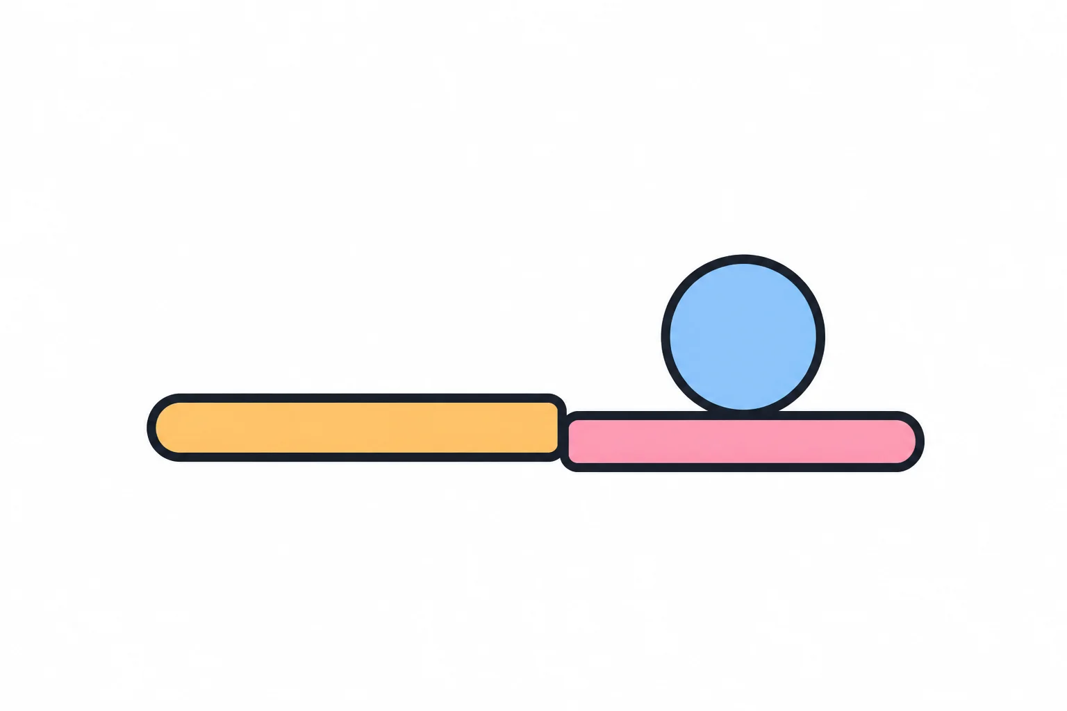A ball that has rolled off a higher bar and settled on a slightly lower one