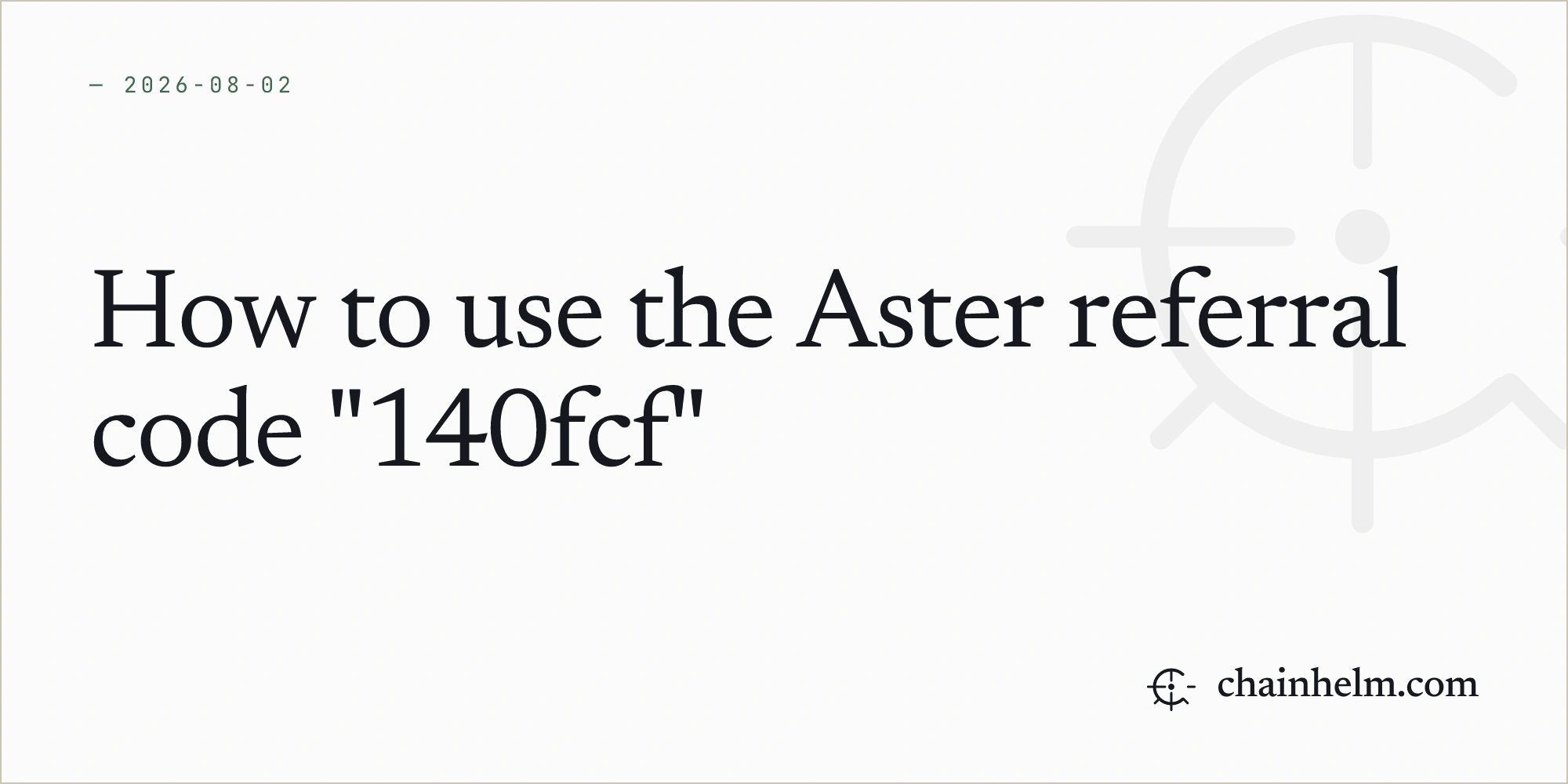 How to use the Aster referral code "140fcf"