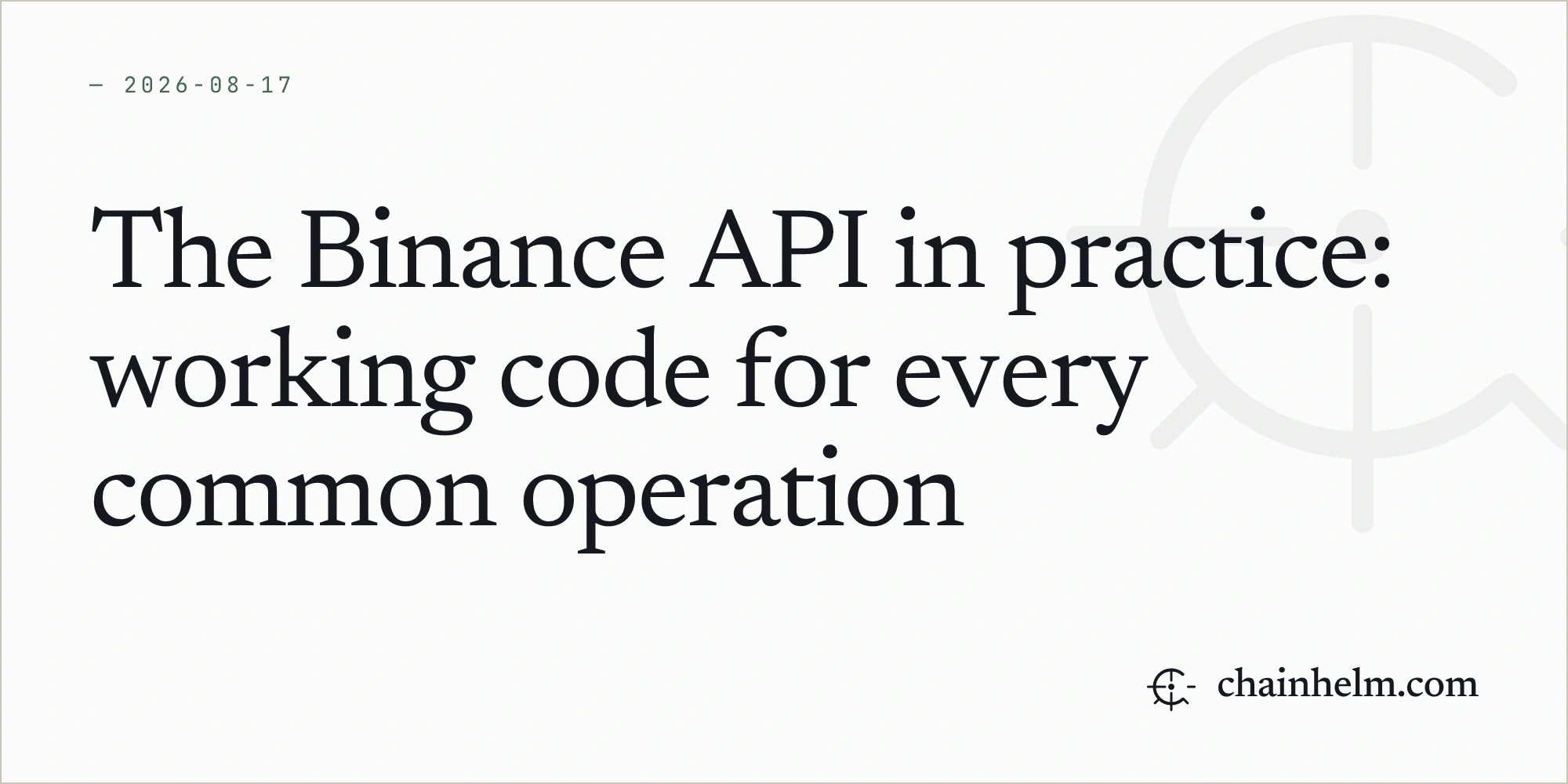 The Binance API in practice: working code for every common operation