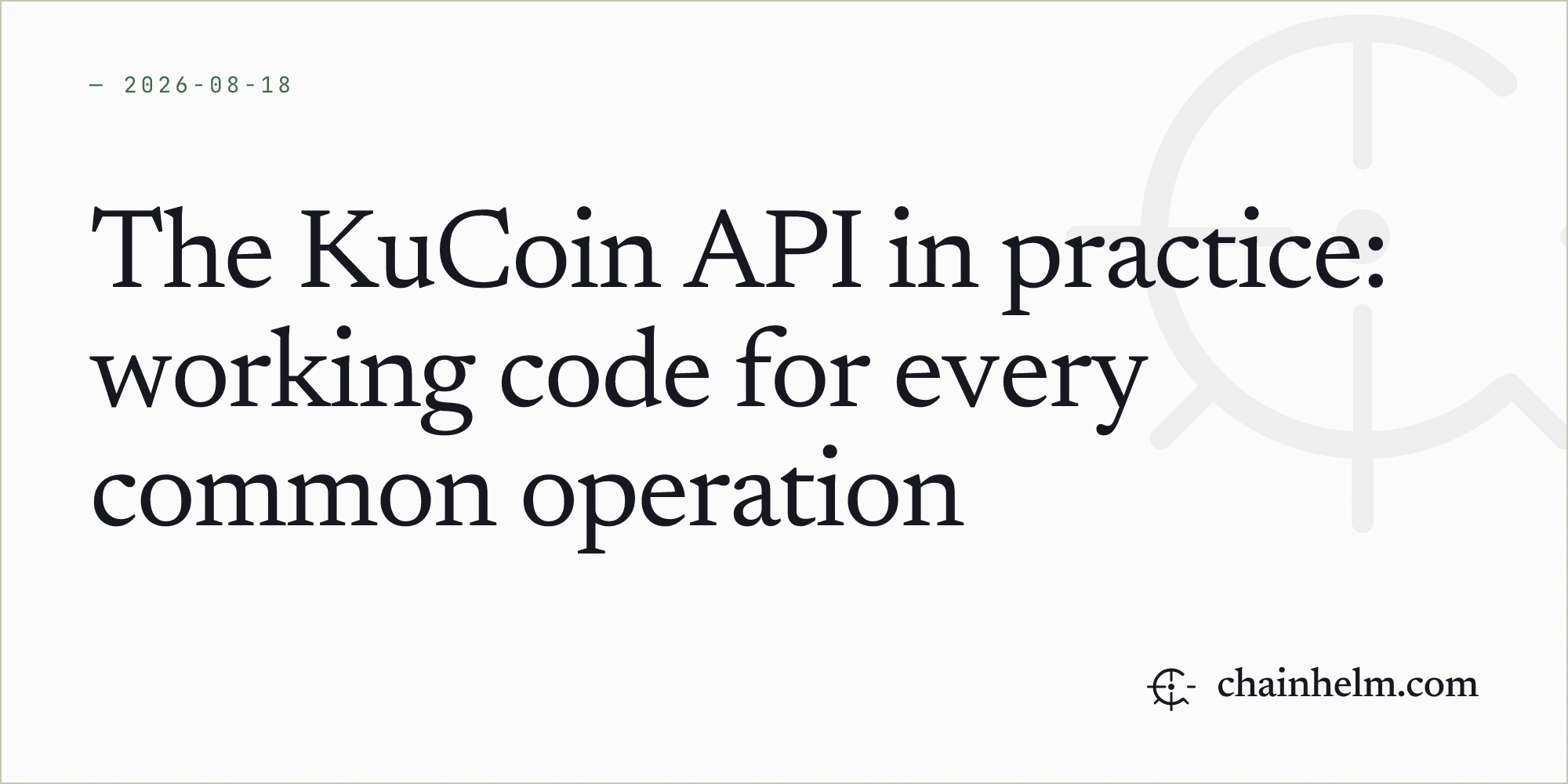 The KuCoin API in practice: working code for every common operation