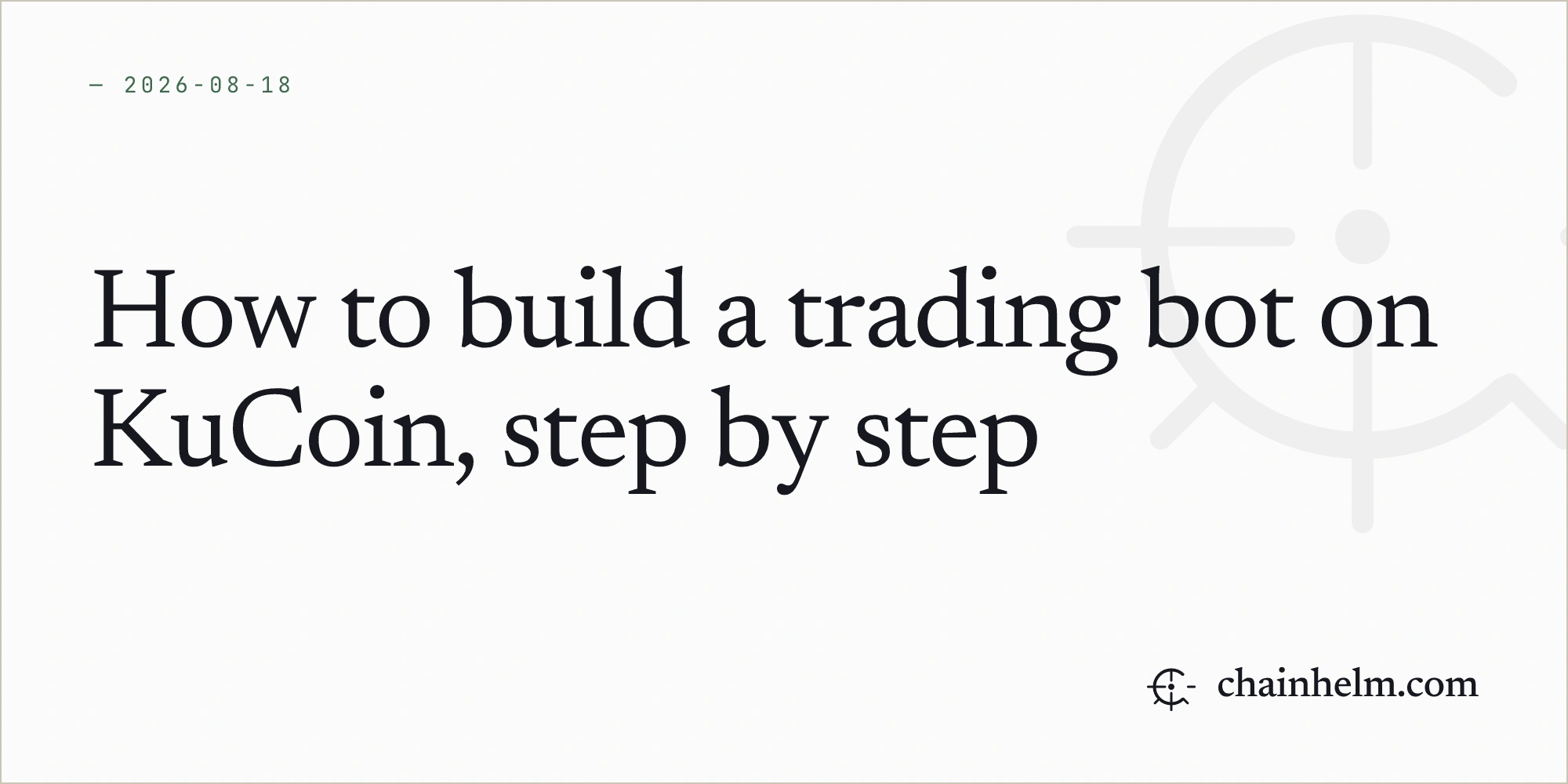 How to build a trading bot on KuCoin, step by step