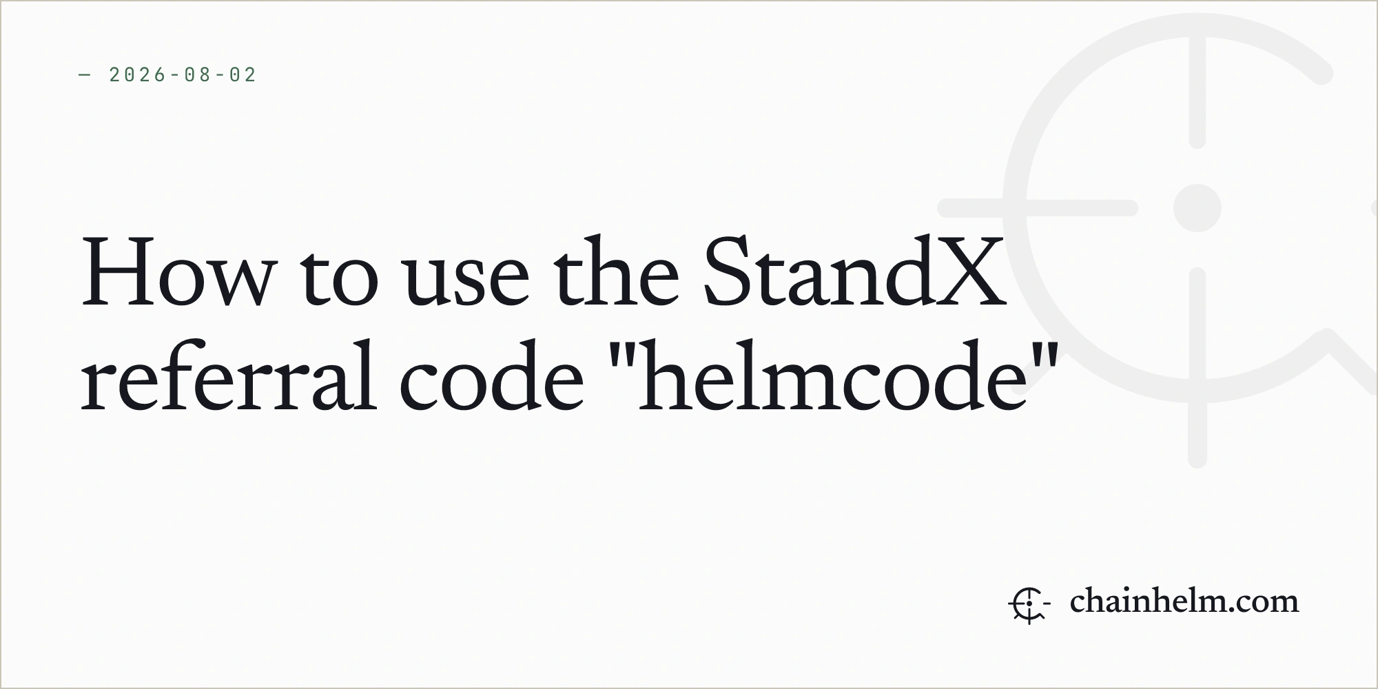 How to use the StandX referral code "helmcode"